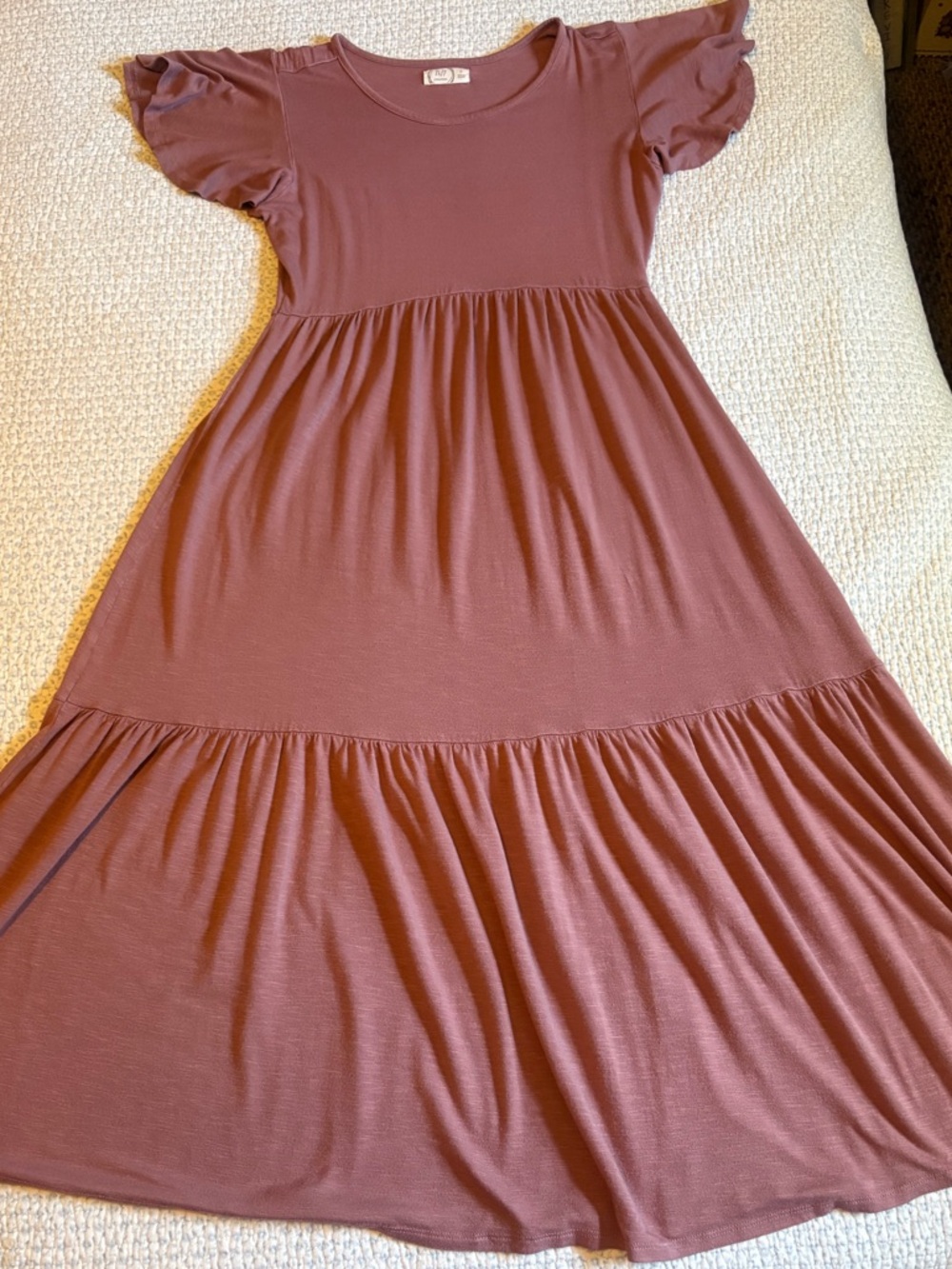 Maurice’s Mauve Tiered Flutter Sleeve Maxi Dress